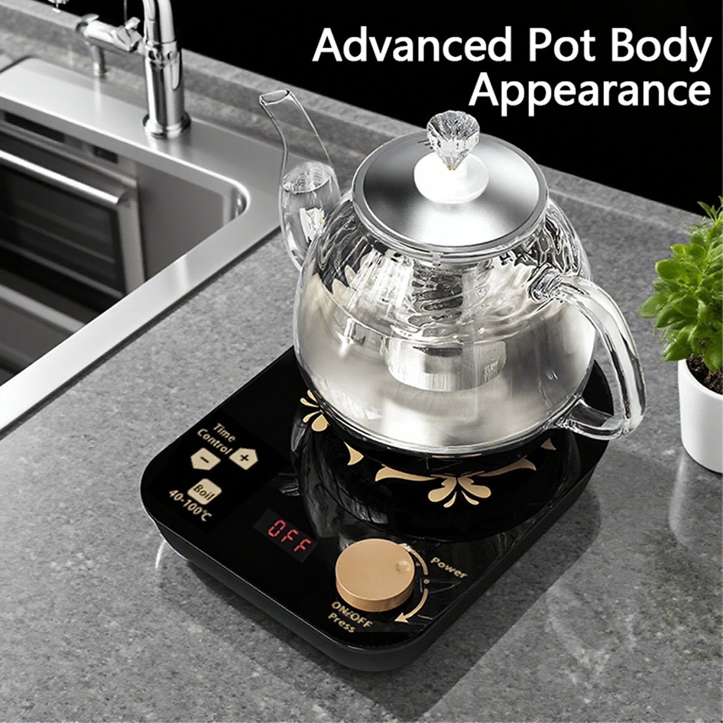 Professional Multi-functional Glass Teapot  800ml Fast Heating Cooking And Brewing Integrated Electric Kettle With Stainless Steel Filter