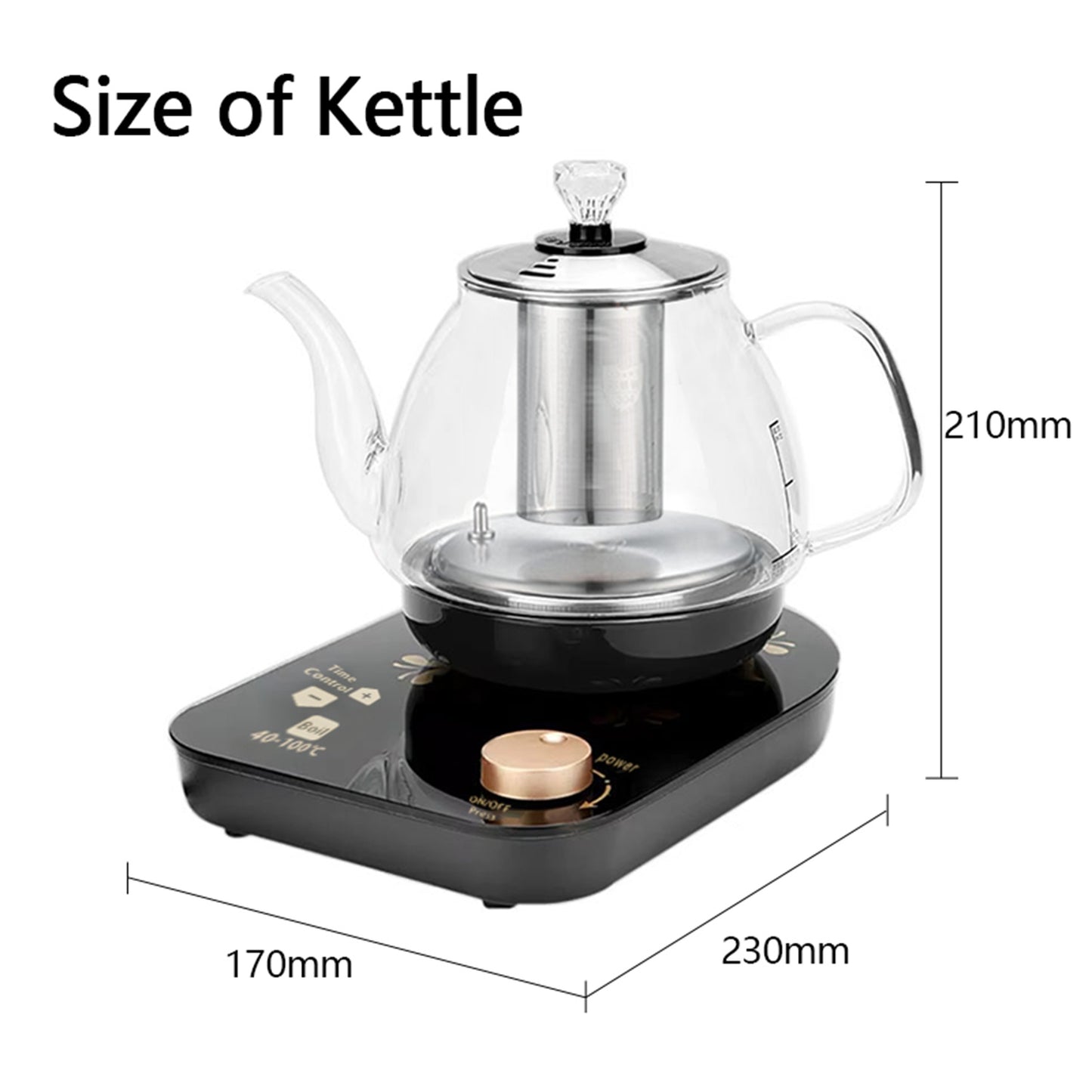 Professional Multi-functional Glass Teapot  800ml Fast Heating Cooking And Brewing Integrated Electric Kettle With Stainless Steel Filter
