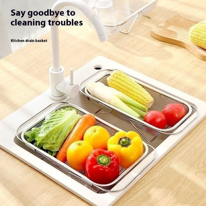 Kitchen Thickened Retractable Draining Stainless Steel Sink Rack