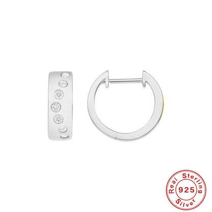 S925 Sterling Silver U-shaped Diamond Four-claw Earrings