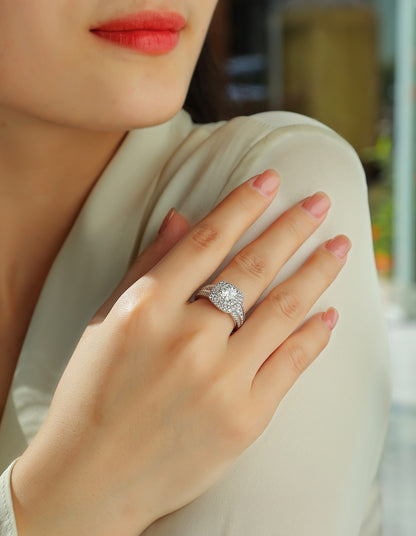 Starry Sky Crown - A Fashionable Jewelry Ring Set With 1-carat Moissan Diamond S925 Sterling Silver And Platinum-plated Diamond